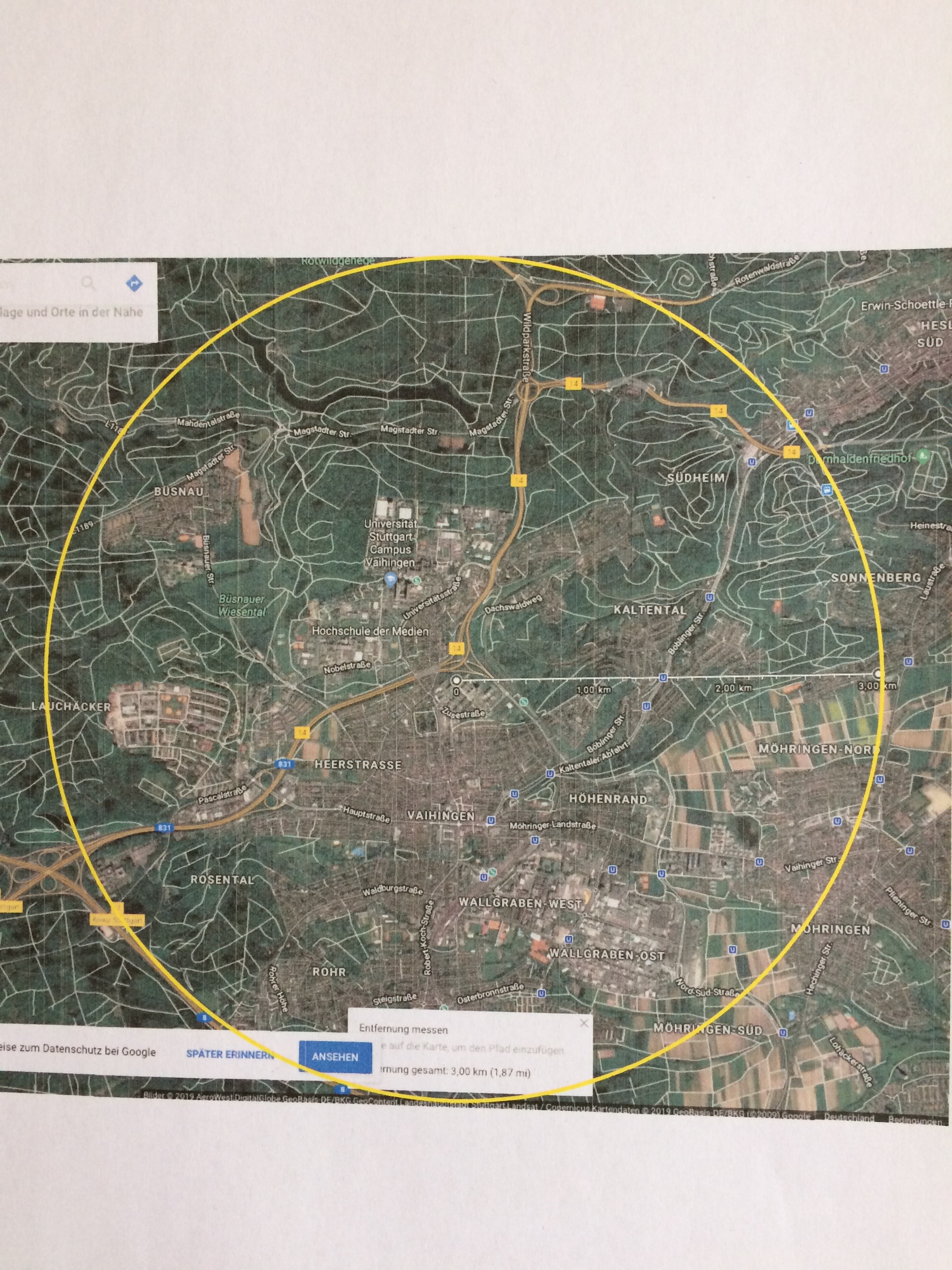 von meinen Bienen beflogenes Gebiet