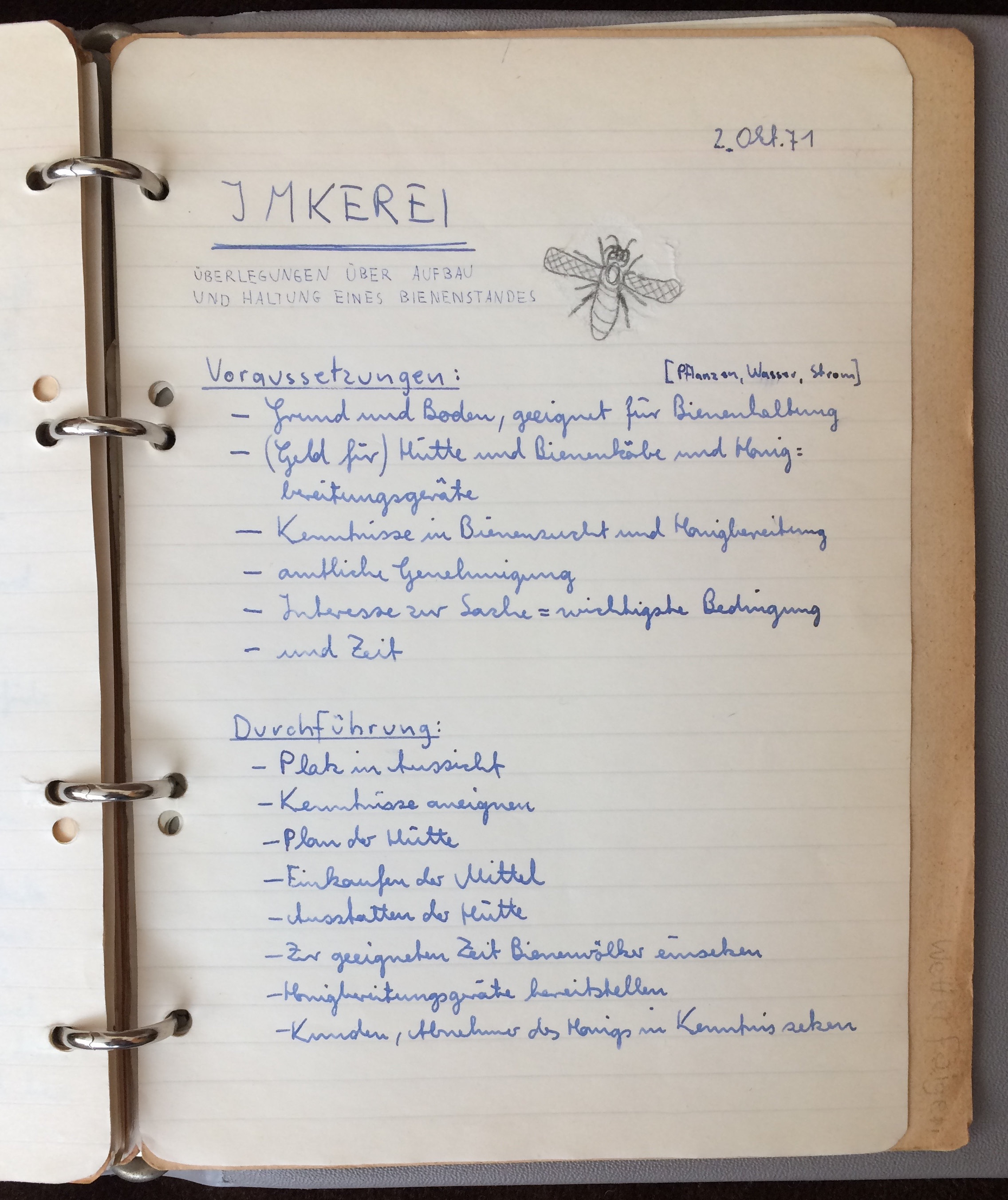 1971 aufgezeichnete
        Überlegungen